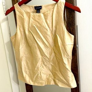 100% Silk Ann Taylor Champagne Sleeveless Blouse 6